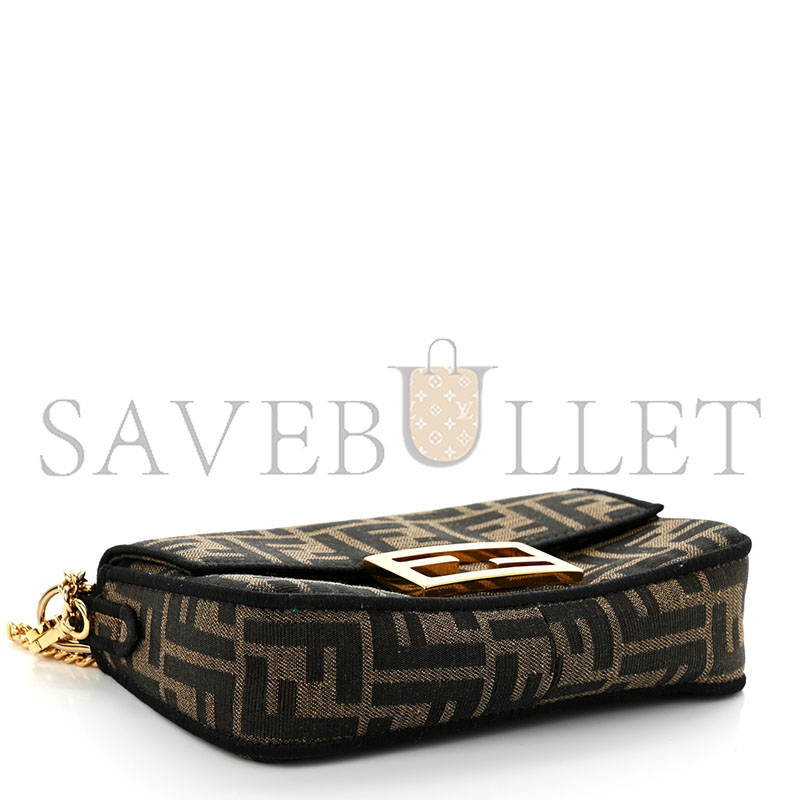 F**di fabric jacquard ff 1974 mini baguette tobacco moro black (18*11*7cm)